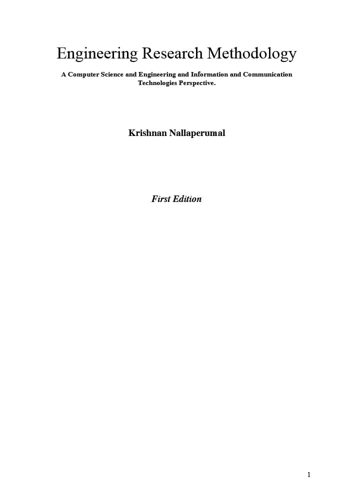 کتاب Engineering Research Methodology: A Computer Science and Engineering and Information and Communication Technologies Perspective (روش‌شناسی تحقیق مهندسی: با رویکرد مهندسی کامپیوتر، فناوری اطلاعات