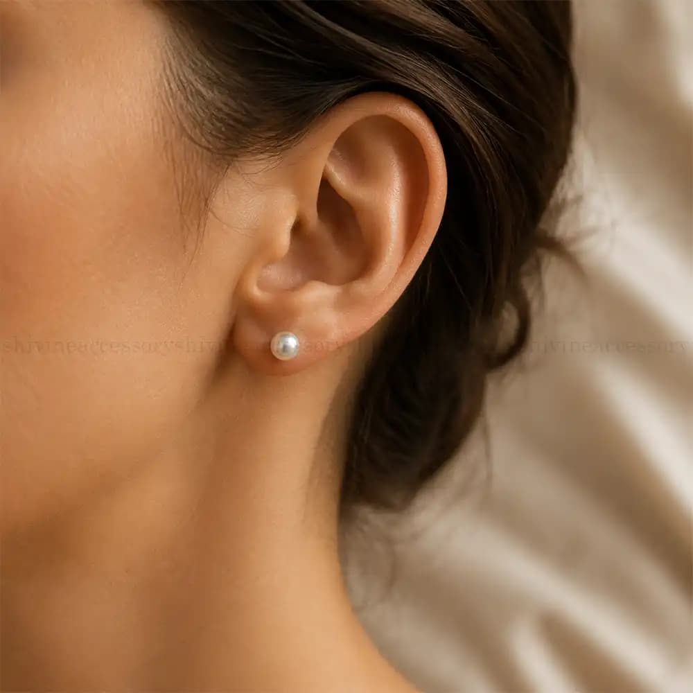 گوشواره زنانه مروارید میخ نقره