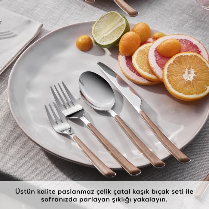 سرویس قاشق و چنگال 6 نفره کاراجا مدل Melia Platin