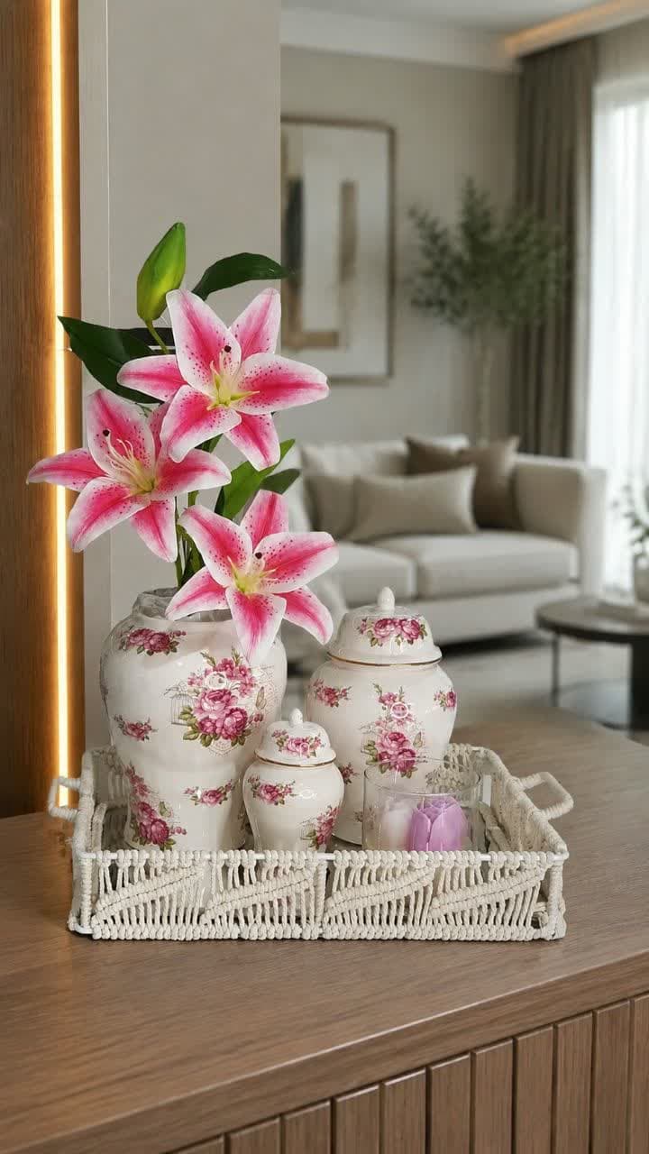 سینی مکرومه مستطیل کف آینه