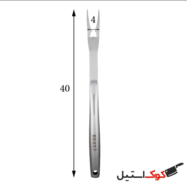 انبر باربیکیو چنگال تمام استیل بلند BEST — تصویر ۳