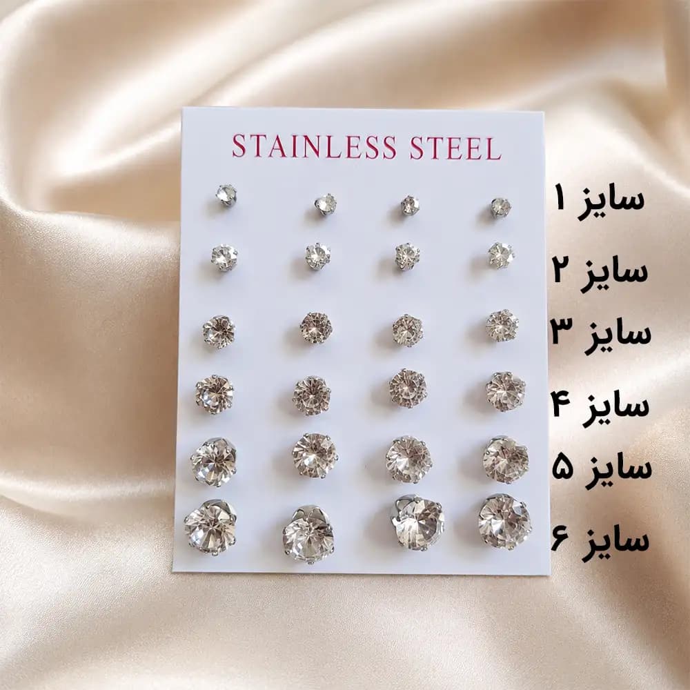 گوشواره تک نگین درخشان — تصویر ۲