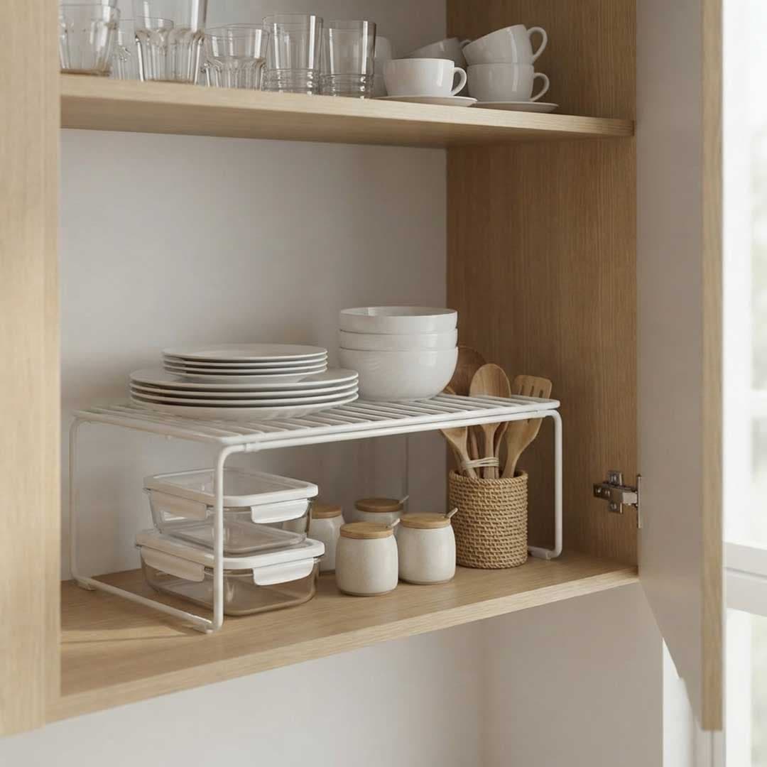 راف داخل کابینت با روکش سفید — تصویر ۲