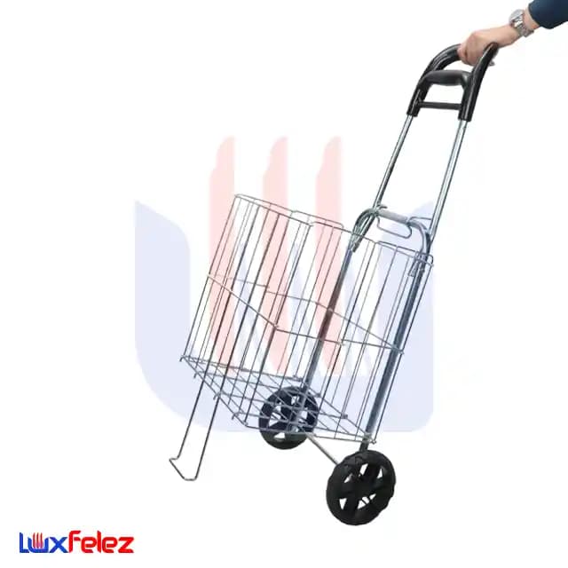چرخ خرید مارال مدل استیل دسته اسپرت تاشو — تصویر ۳