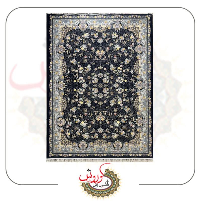 فرش ماشنی مدرن الماس سرمه ای