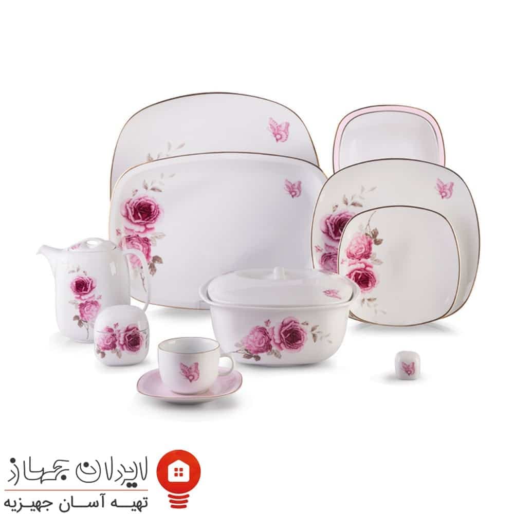 سرویس چینی رزفلاور کواترو 98 پارچه 12 نفره