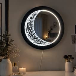 آینه دکوراتیو هلال ماه ، آینه ماه با نور LED ،دکور اتاق خواب — تصویر ۲