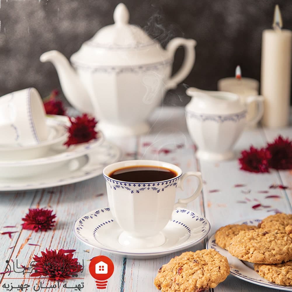سرویس چینی فرانسیس سرمه ای نئوکلاسیک 103 پارچه 12 نفره — تصویر ۳