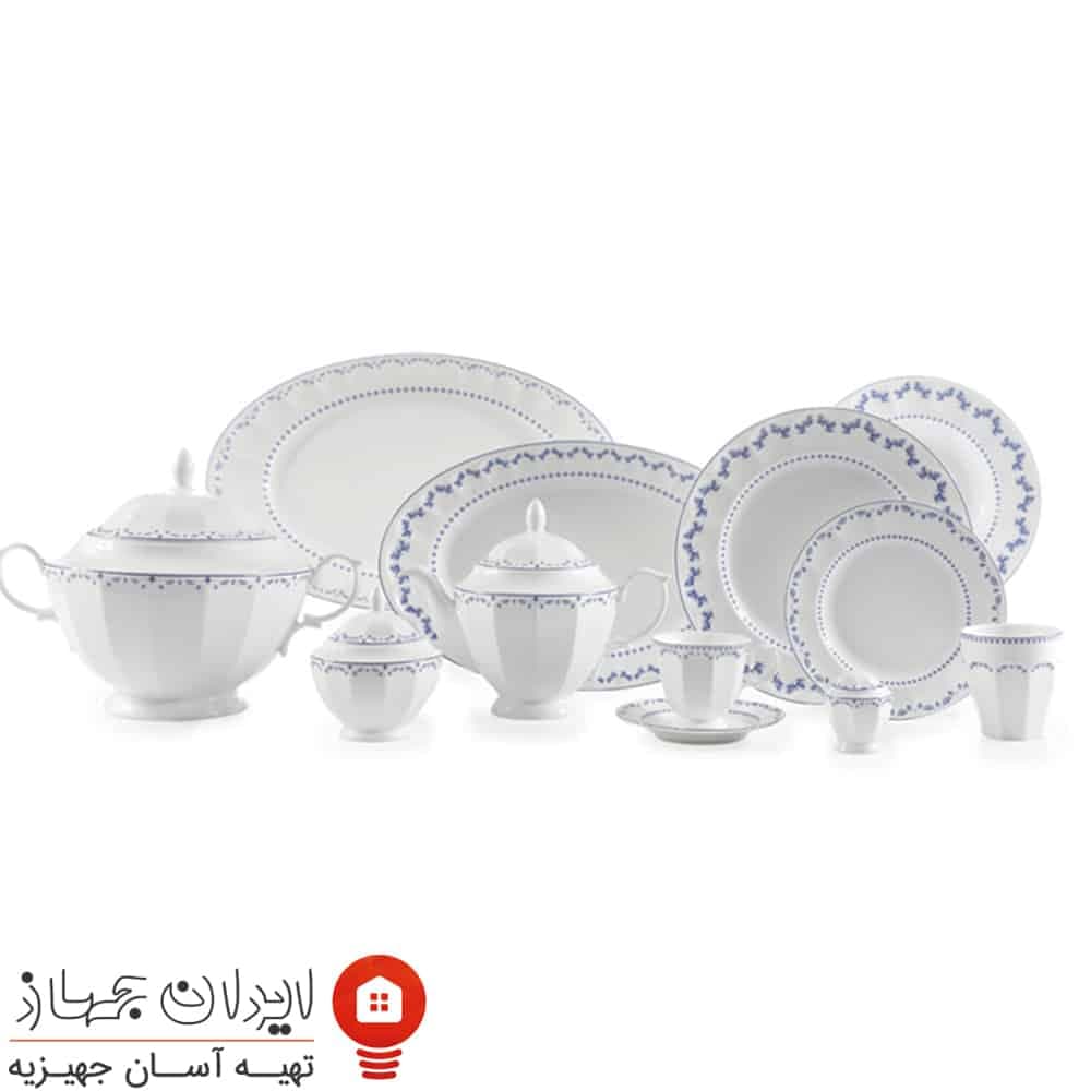سرویس چینی فرانسیس سرمه ای نئوکلاسیک 103 پارچه 12 نفره — تصویر ۲
