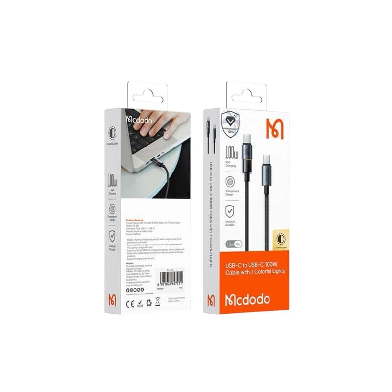 کابل Type-C به Type-C مک دودو 100w مدل CA-8200 — تصویر ۳