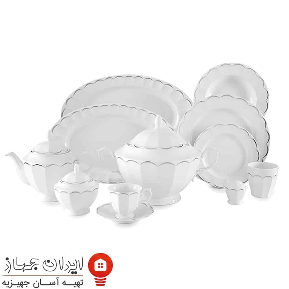 سرویس چینی نارسیس پلاتینی نئوکلاسیک 103 پارچه 12 نفره