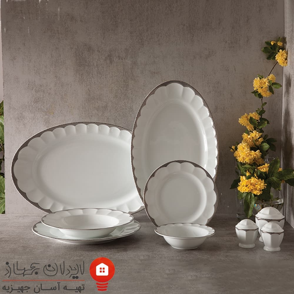 سرویس چینی ایساتیس پلاتینی نئوکلاسیک 103 پارچه 12 نفره — تصویر ۸