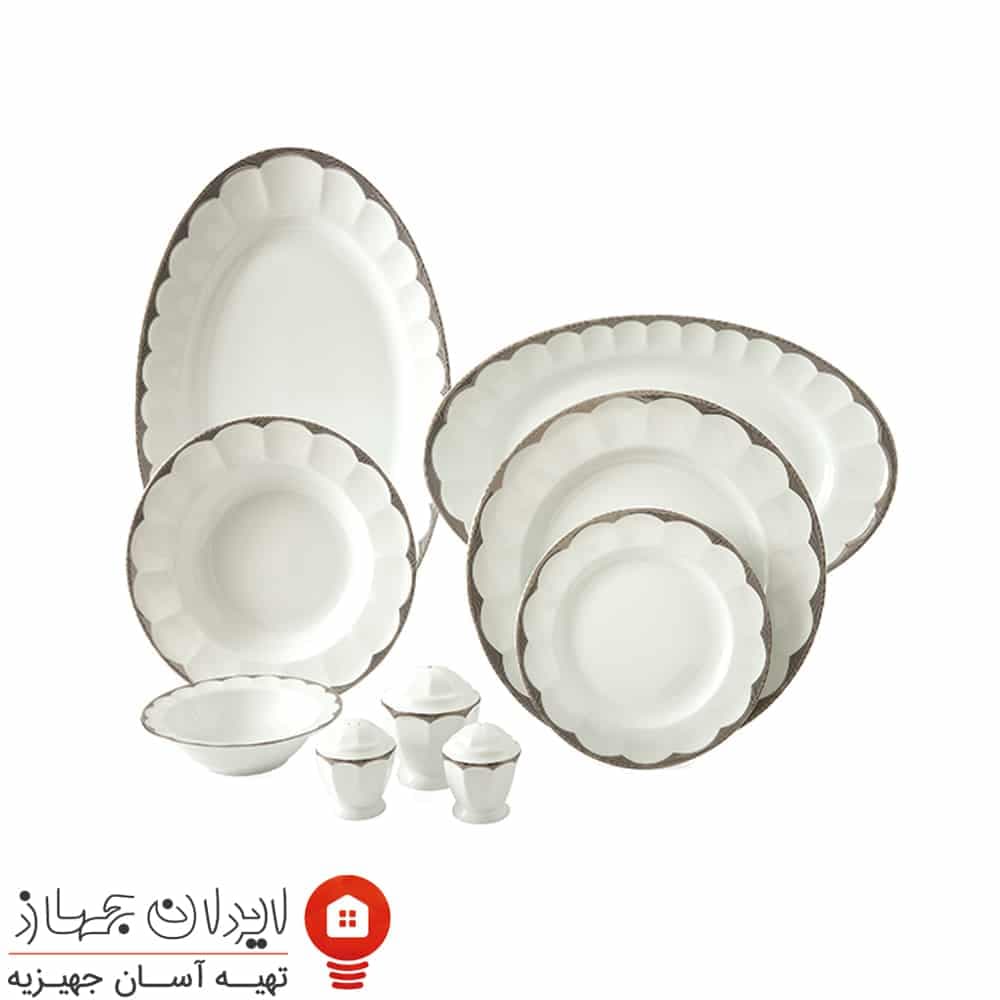 سرویس چینی ایساتیس پلاتینی نئوکلاسیک 103 پارچه 12 نفره — تصویر ۹