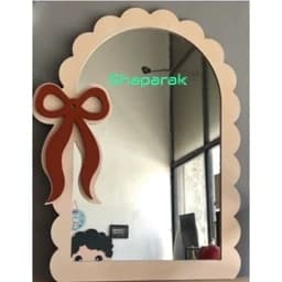 آینه دکوراتیو دخترونه تم کرم نسکافه ای 60 سانت — تصویر ۲