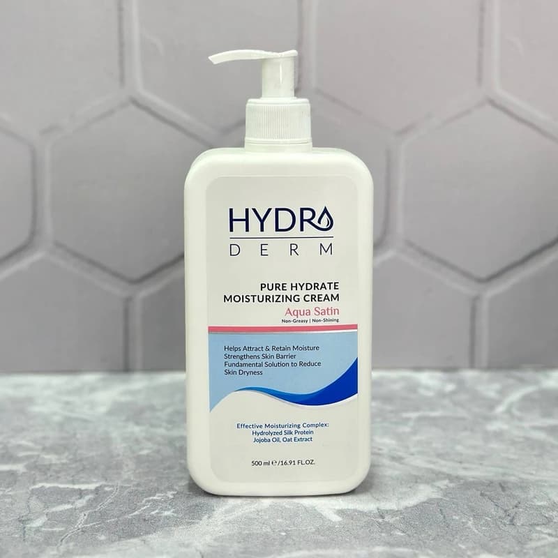 کرم پمپی مرطوب کننده هیدرودرم مدل Aqua Satin حجم 500 میلی لیتر — تصویر ۲