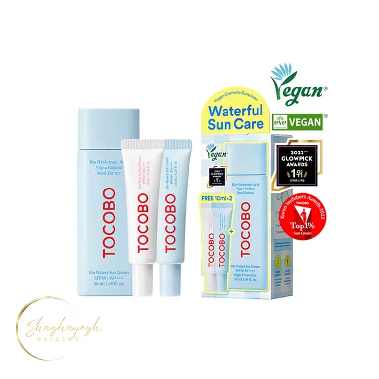 پک 3 عددی ضد افتاب بیو واتری توکوبو ۵۰+۱۰+۱۰ میل Tocobo Bio Watery Sun Cream Mini Gift Set — تصویر ۲