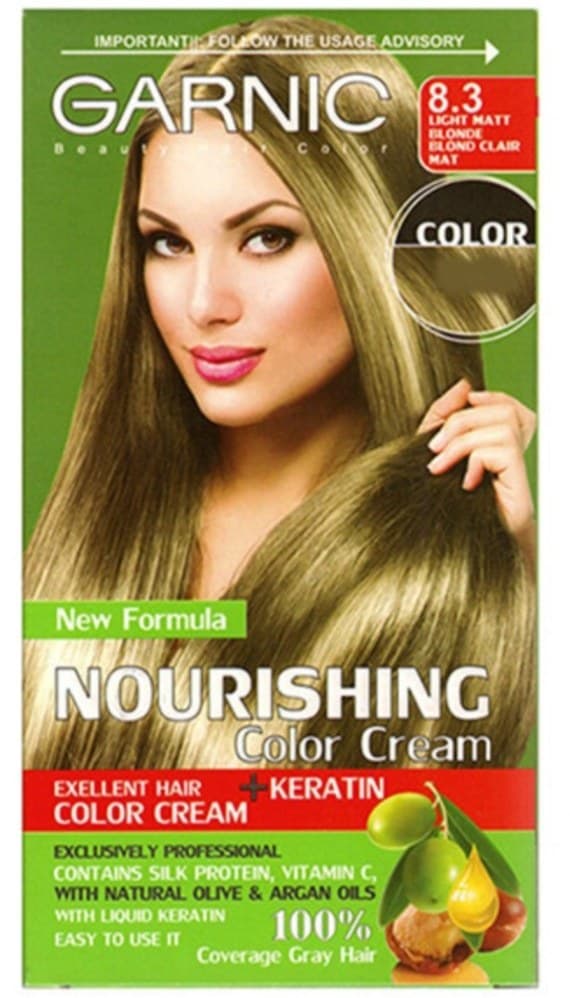 کیت رنگ مو گیاهی (ایتالیا) (شماره رنگ 8.3 : بلوند زیتونی روشن ) گارنیک ۱۰۰ میل GARNIC