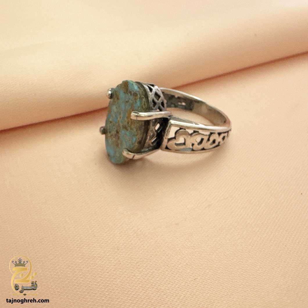 انگشتر نقره زنانه با سنگ فیروزه نیشابور مدل RSW F57 — تصویر ۴