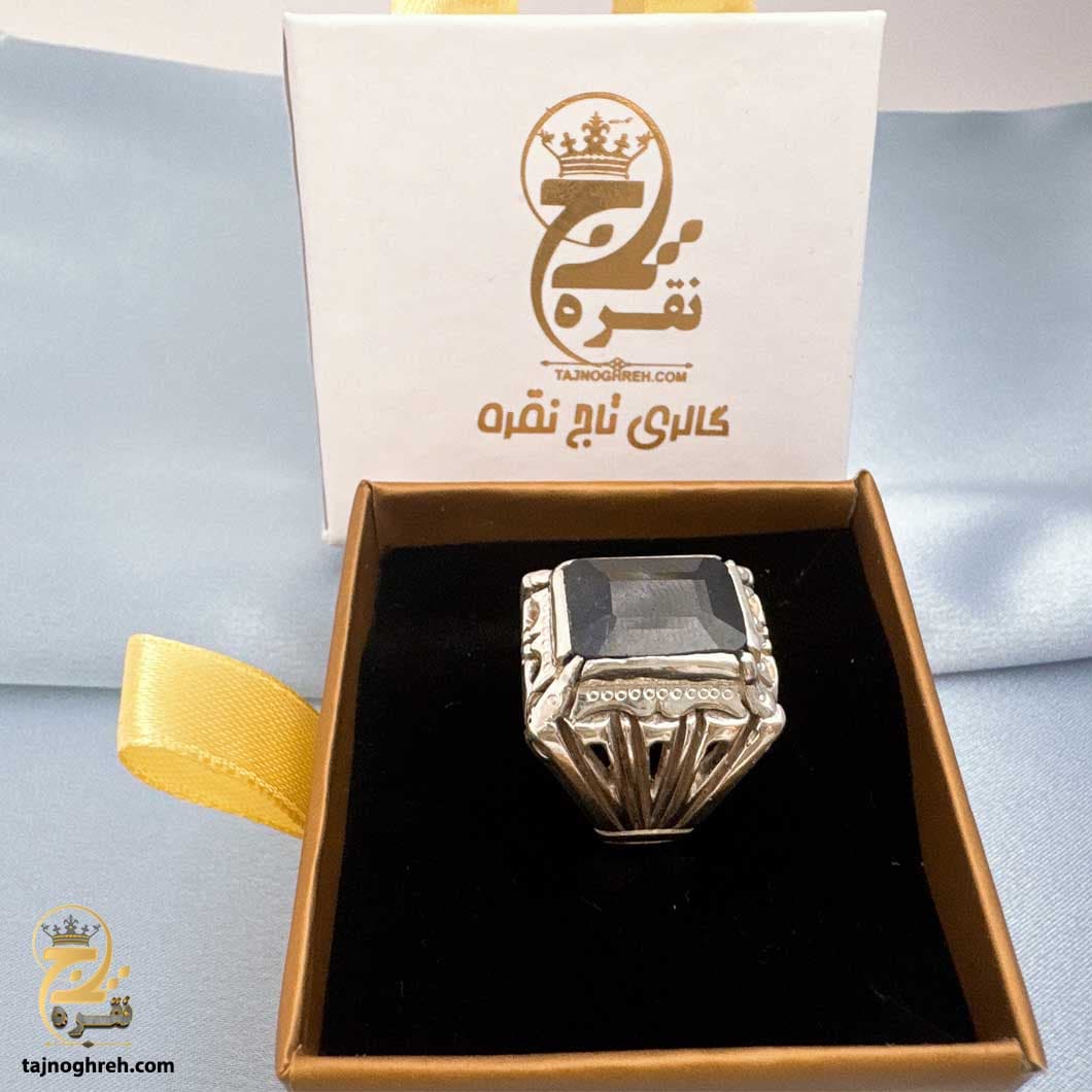 انگشتر نقره دست ساز یاقوت کبود مدل HSR M21 — تصویر ۶