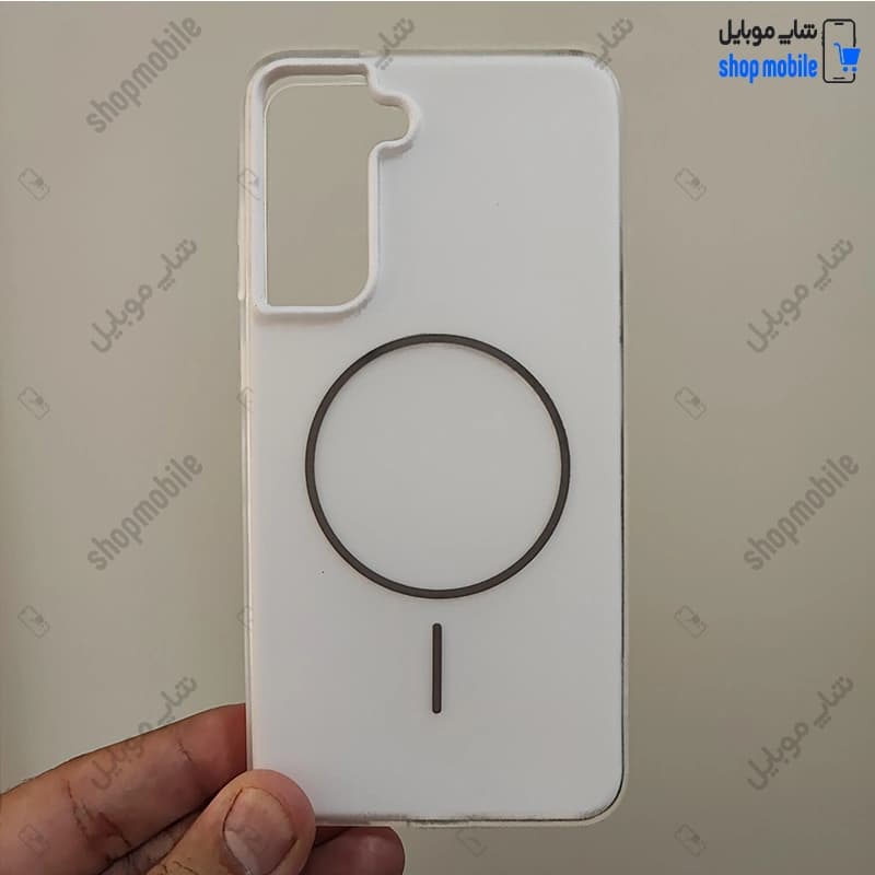 قاب گوشی سامسونگ گلکسی S21 FE (کاور پاستیلی دو تیکه طرح مگ سیف رنگ سفید)