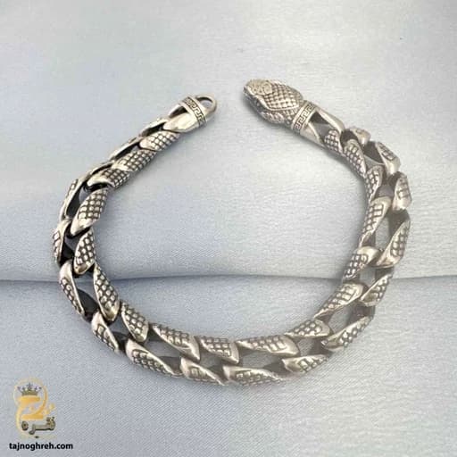 دستبند نقره ماری مردانه لاکچری سنگین مدل BSM B65 — تصویر ۹