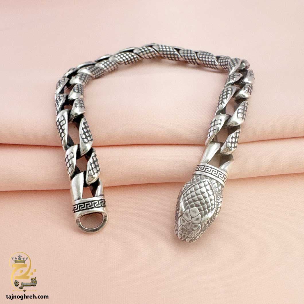 دستبند نقره ماری مردانه لاکچری سنگین مدل BSM B65 — تصویر ۳