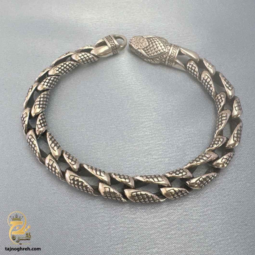 دستبند نقره ماری مردانه لاکچری سنگین مدل BSM B65 — تصویر ۵