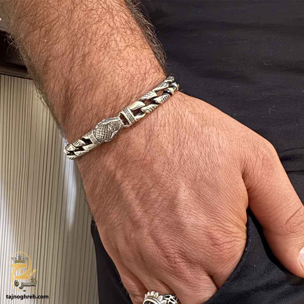 دستبند نقره ماری مردانه لاکچری سنگین مدل BSM B65 — تصویر ۴