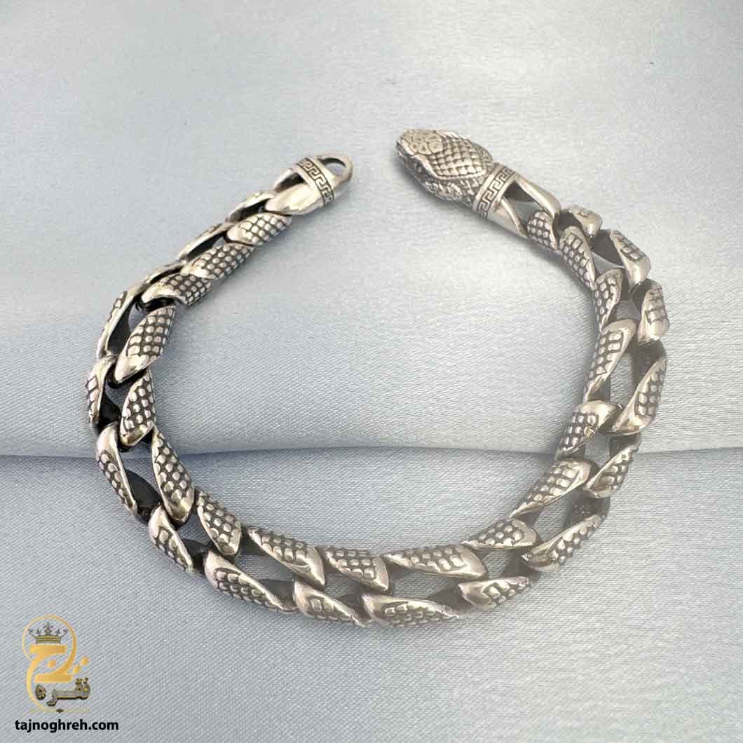 دستبند نقره ماری مردانه لاکچری سنگین مدل BSM B65