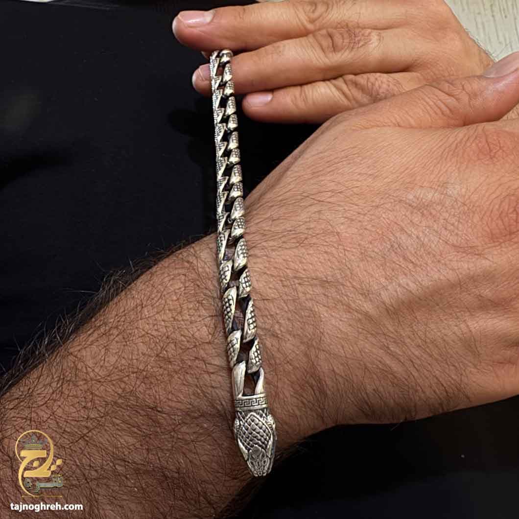 دستبند نقره ماری مردانه لاکچری سنگین مدل BSM B65 — تصویر ۸
