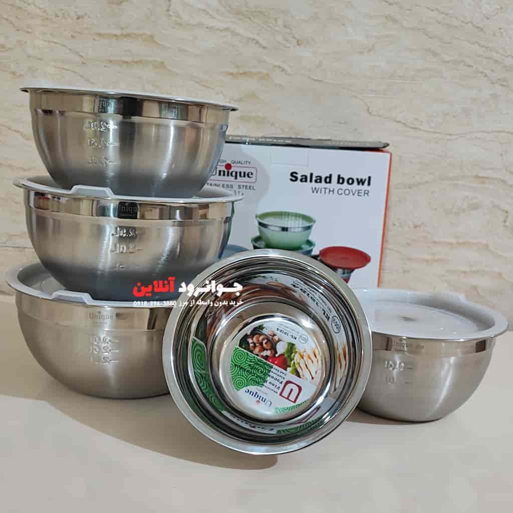 لگن استیل یونیک درب دار 5 عددی KL-19194 — تصویر ۲