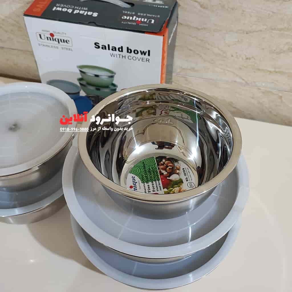 لگن استیل یونیک درب دار 5 عددی KL-19194 — تصویر ۳