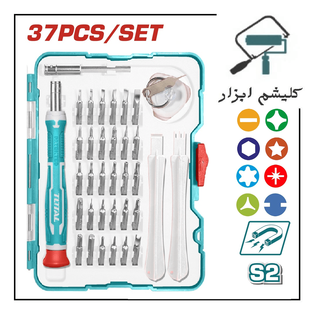 پیچ گوشتی و بیت صنعتی 37 پارچه توتال