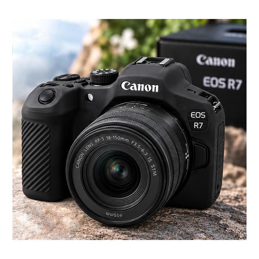 کاور سیلیکونی کانن Silicon cover for Canon R7 مشکی — تصویر ۵