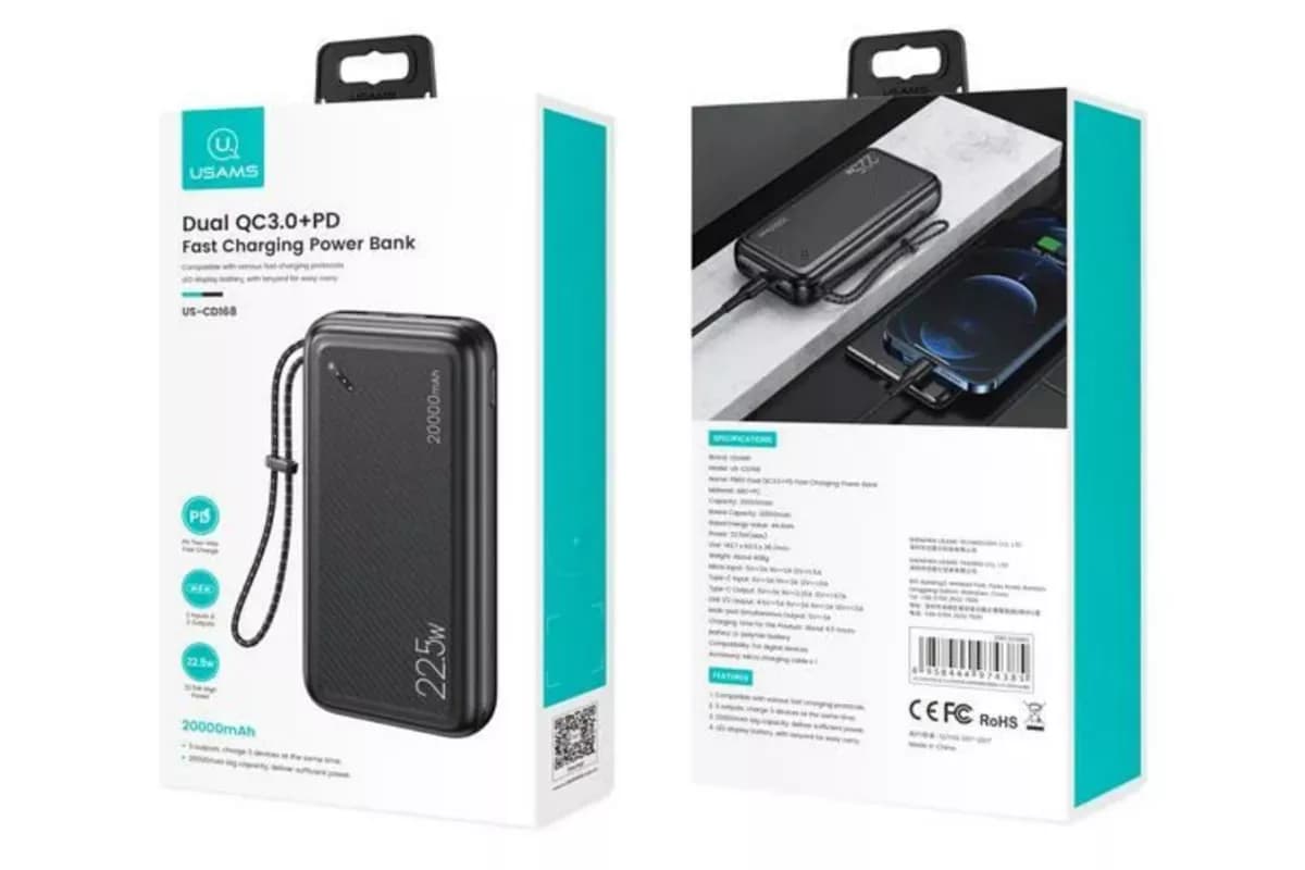 پاور بانک 20000 میلی آمپر فست شارژ یوسمز مدل US-CD168 — تصویر ۳