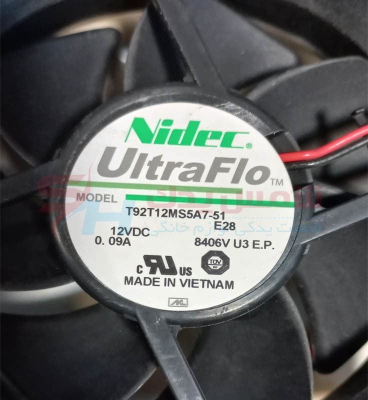 فن کامپیوتری یخچال 12 ولت Nidec UltraFlo 9*9 (استوک) — تصویر ۳