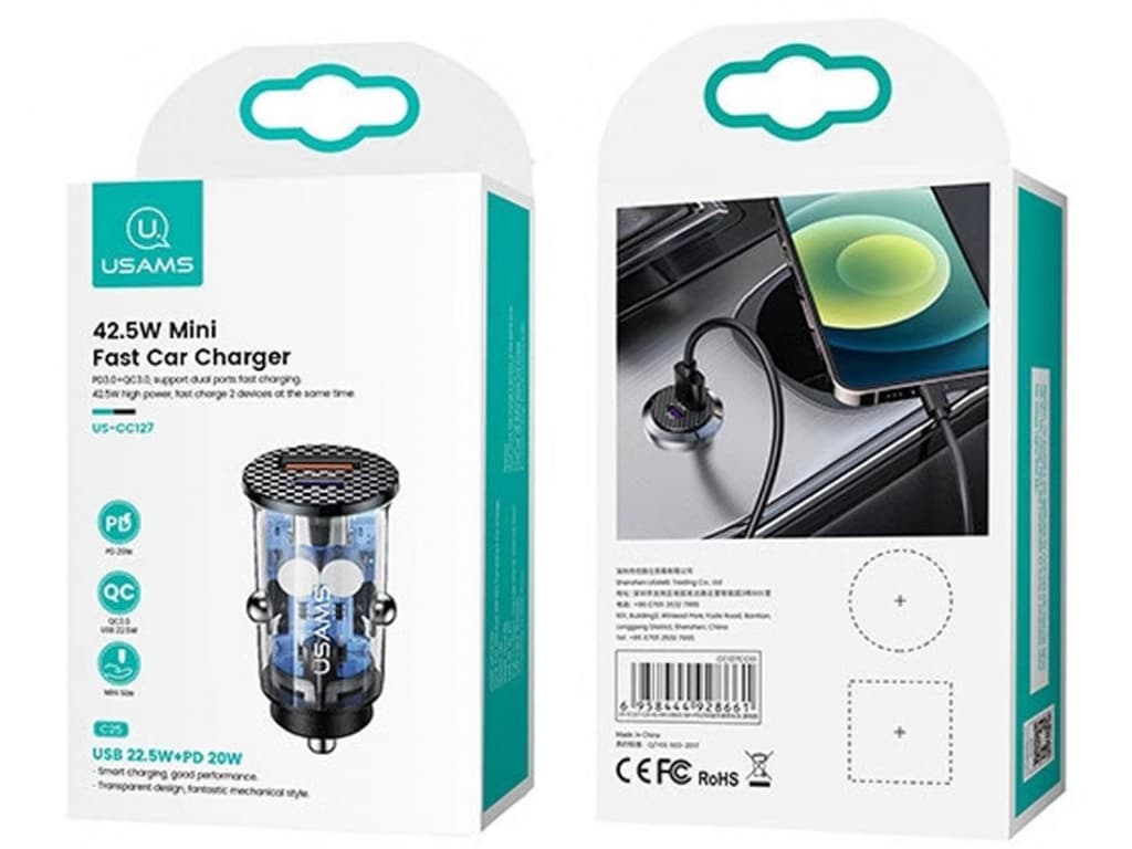شارژر فندکی فست شارژ یوسمز Usams C25 42.5W Car Charger US-CC127 — تصویر ۵