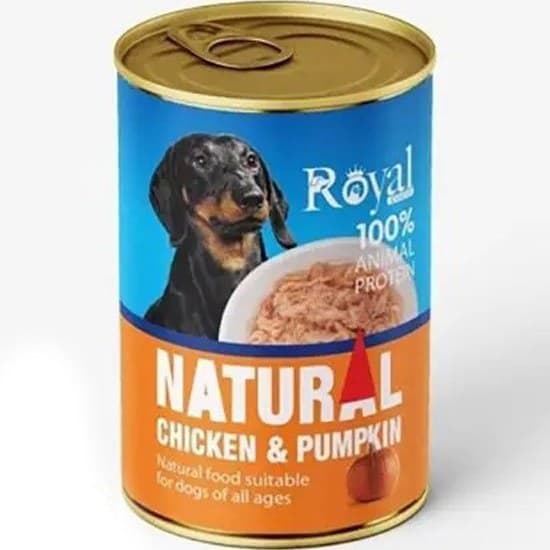 کنسرو نچرال سگ رویال کوکو با طعم مرغ و کدو تنبل Royal coco وزن ۳۸۰ گرم