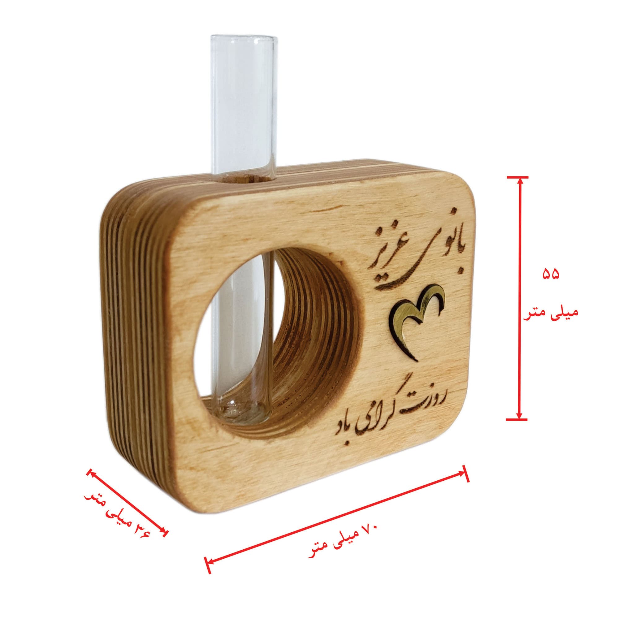 استند گل رومیزی چوبی طرح بانو سایز کوچک — تصویر ۴