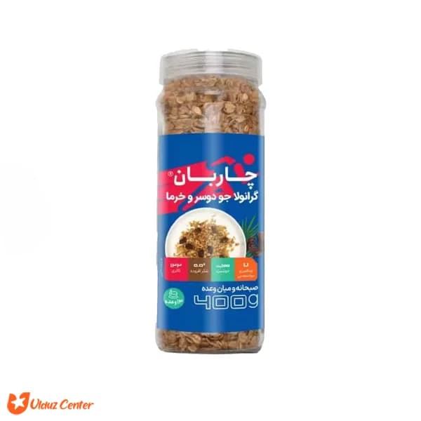 گرانولا جو دوسر و خرما چاربان 400 گرم