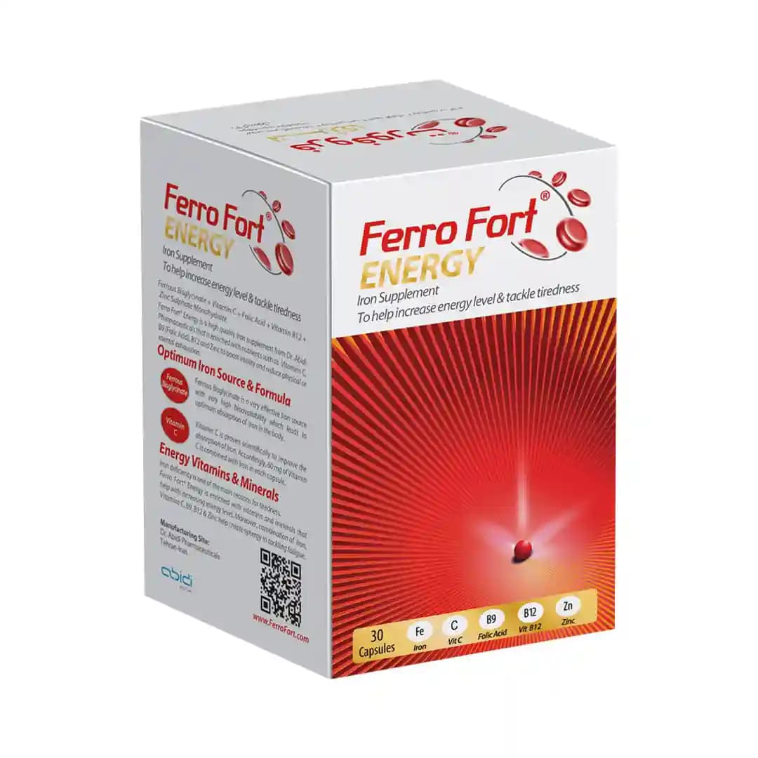 کپسول آهن فروفورت انرژی عبیدی 30 عددی/Abidi Ferro Fort Energy 30 Caps