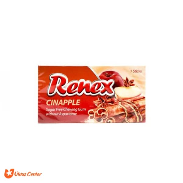 آدامس بدون شکر Renex با طعم سیب و دارچین 7 عددی