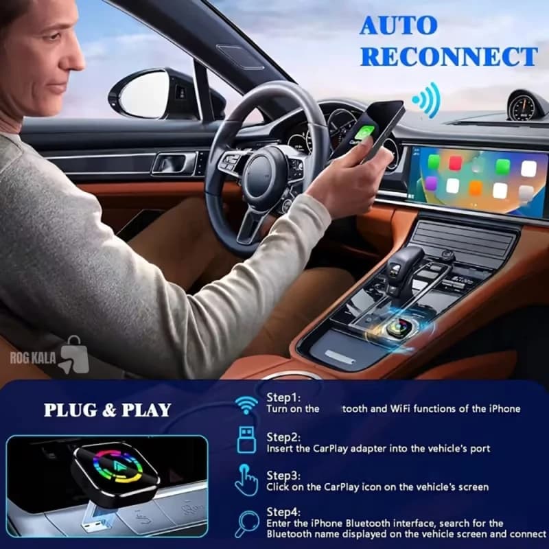 مبدل Wireless CarPlay و Android Auto Q1A | تبدیل سیمی به بی‌سیم — تصویر ۶