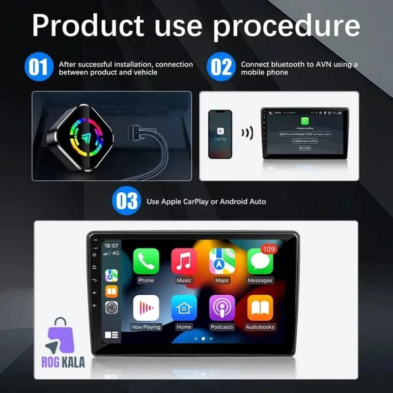 مبدل Wireless CarPlay و Android Auto Q1A | تبدیل سیمی به بی‌سیم — تصویر ۵