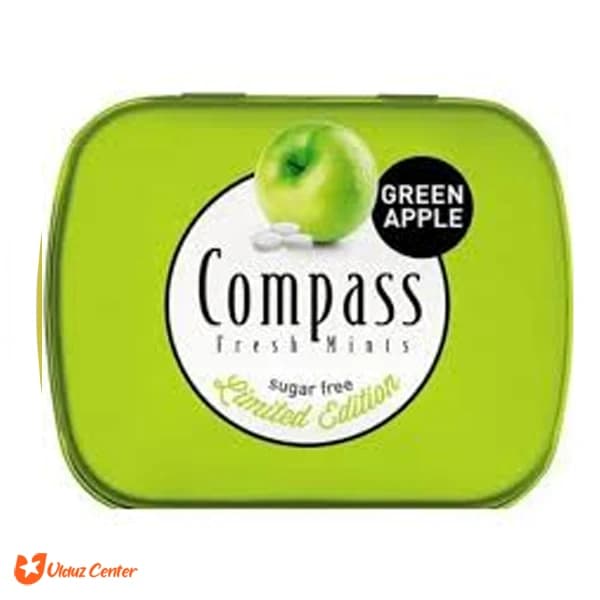 خوشبو کننده دهان Compass بدون شکر با طعم سیب سبز 14 گرم