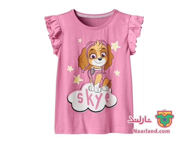 ست تیشرت شلوار paw patrol صورتی طرح شبنما سگهای نگهبان — تصویر ۵