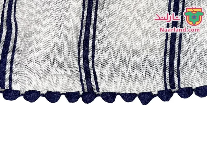 بلوز مجلسی یقه قایقی دخترانه C&A آلمان سفید سرمه ای راه راه — تصویر ۸