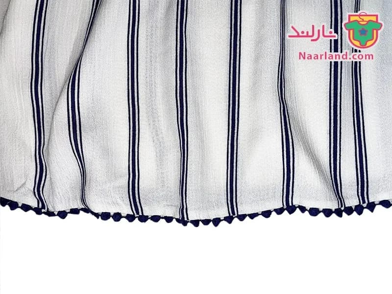 بلوز مجلسی یقه قایقی دخترانه C&A آلمان سفید سرمه ای راه راه — تصویر ۶