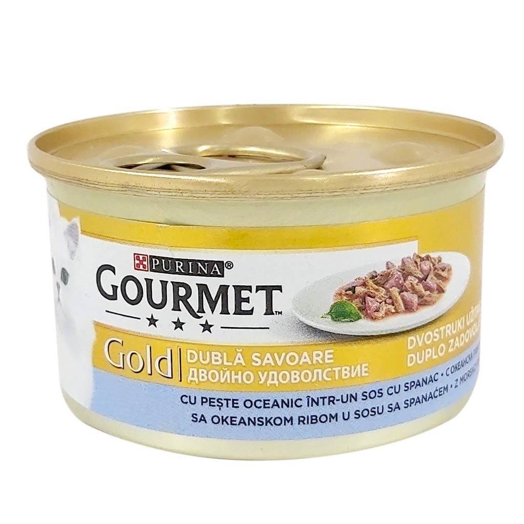 کنسرو گربه گورمت مدل چانکی با طعم تن ماهی و اسفناج وزن ۸۵ گرم