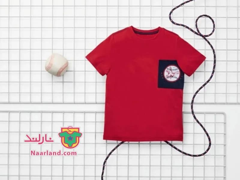 تیشرت نخی جیب دار Pepperts آلمان قرمز تیره طرح بیس بال — تصویر ۶